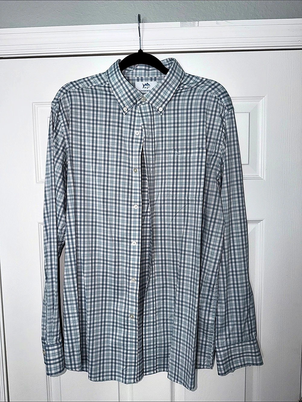 Southern Tide Men's Plaid Button Down Blue & White